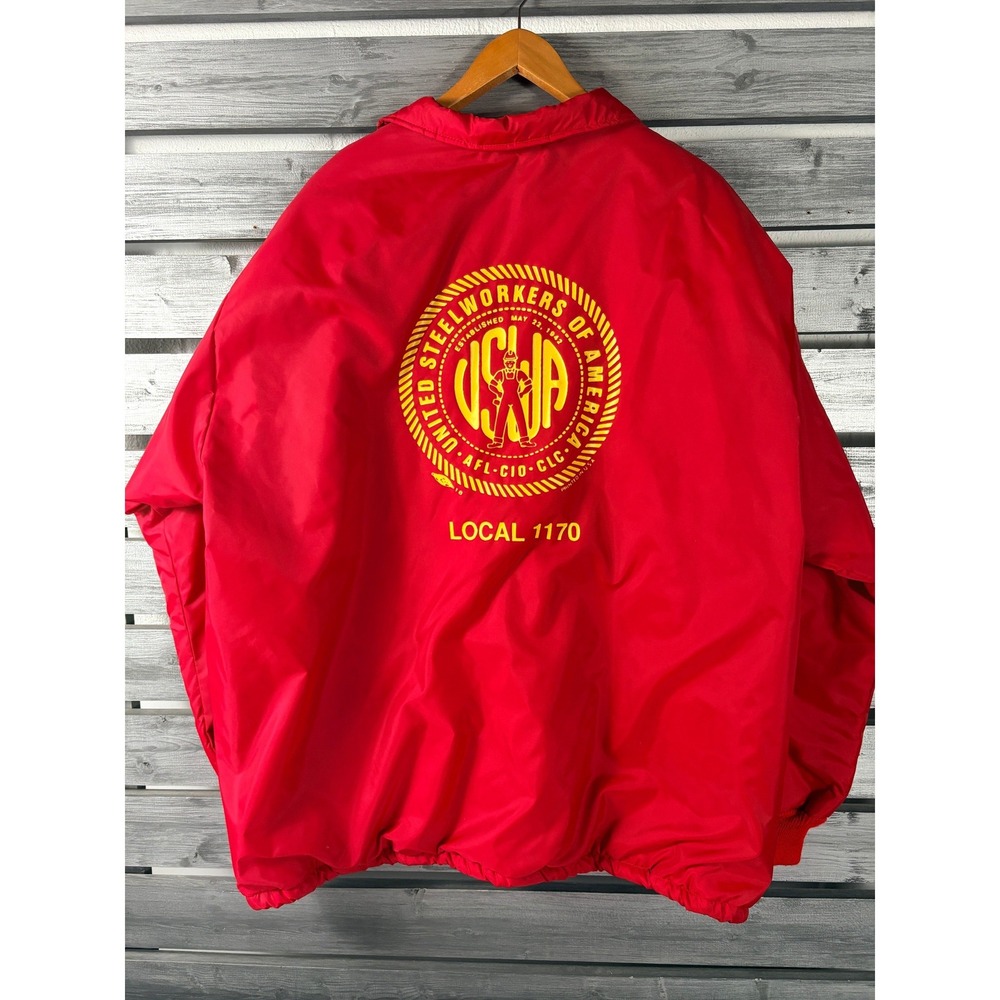 Vintage Hilton USWA Local 1170 Steelworkers Jacket Sherpa Lined XXL Made in USA